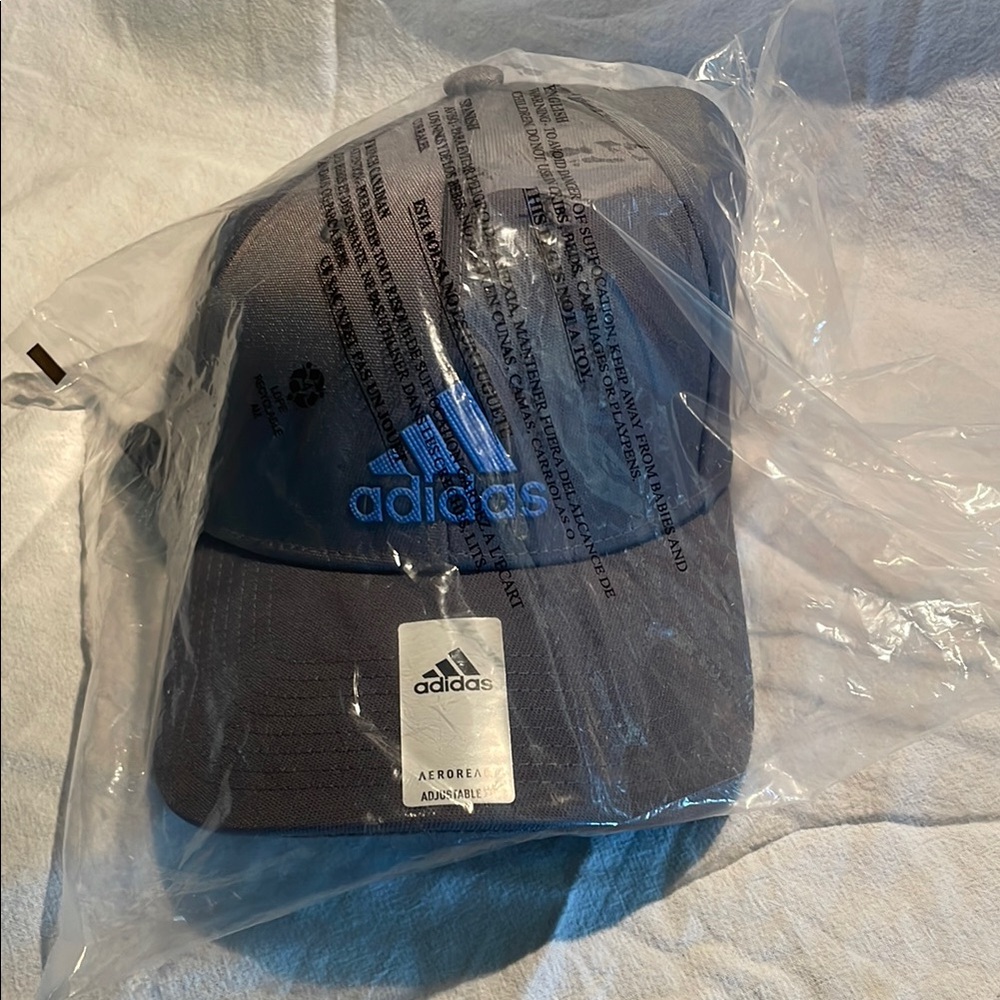 Adidas Baseball Cap, Gray w Blue Logo